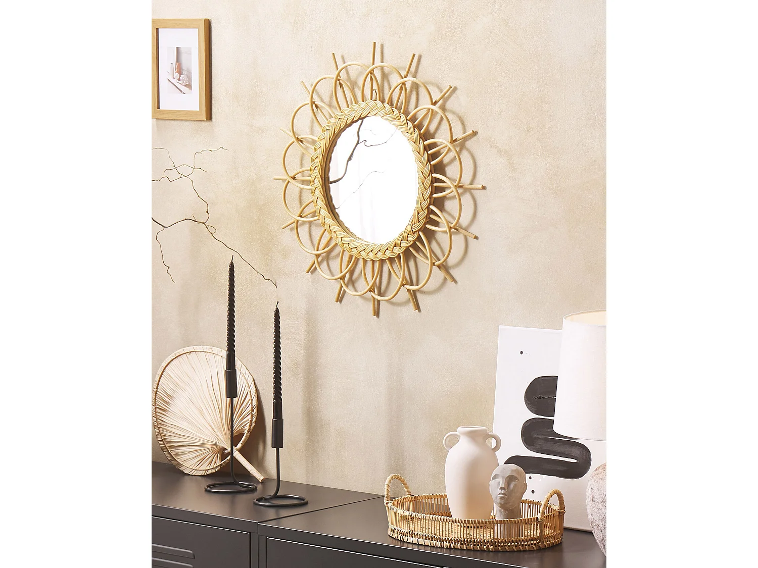 Miroir TELAKIA 60 cm 60 cm Rotin Naturel