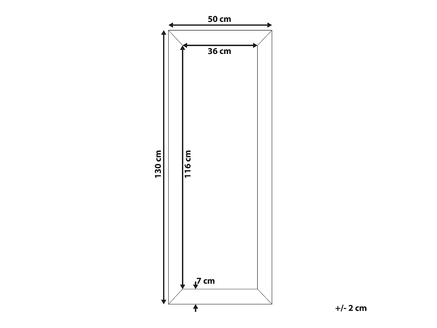 Wandspiegel MERVENT 50 cm 130 cm Wit