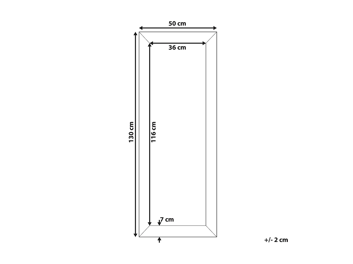 Wandspiegel mit Rahmen Kunststoff weiß/silber rechteckig 50x130 cm Mervent
