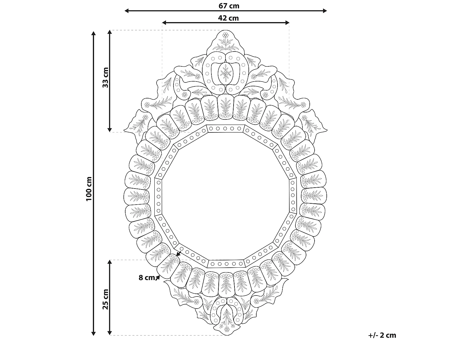 Miroir CRAON 67 cm 100 cm Argenté