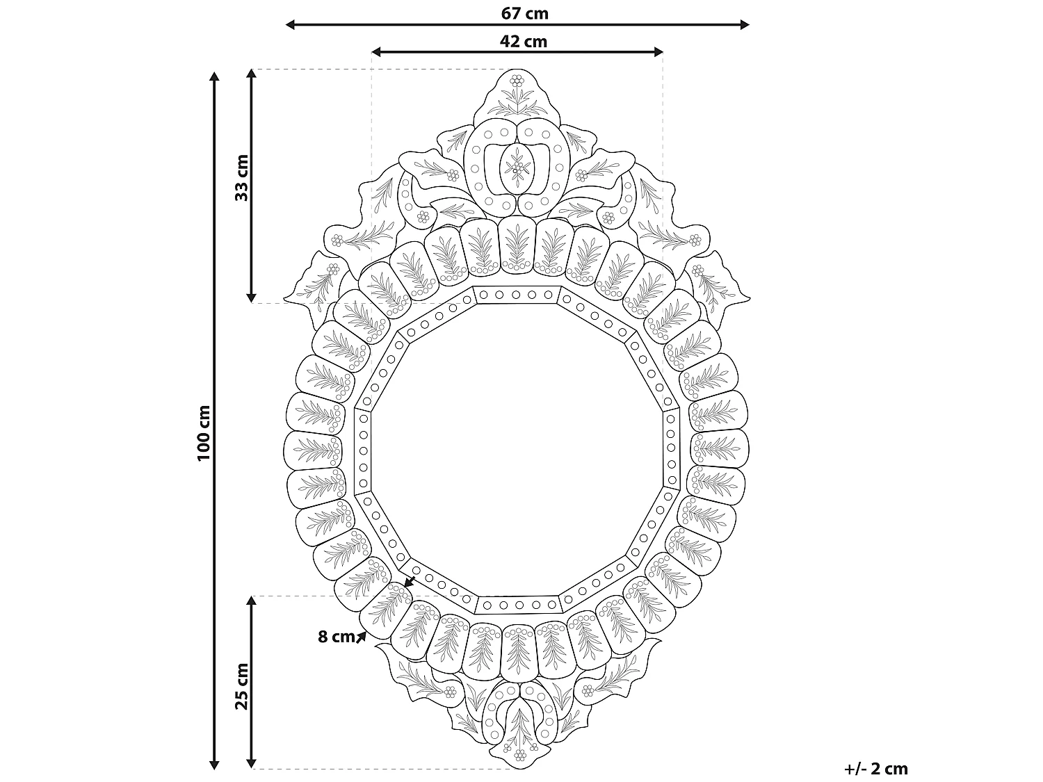Miroir CRAON 67 cm 100 cm Argenté