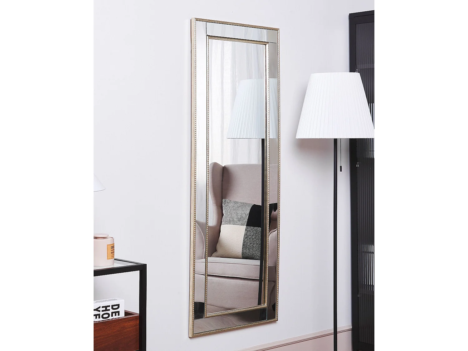 Wandspiegel mit verspiegeltem Rahmen silber / gold rechteckig 50x130 cm Fenioux