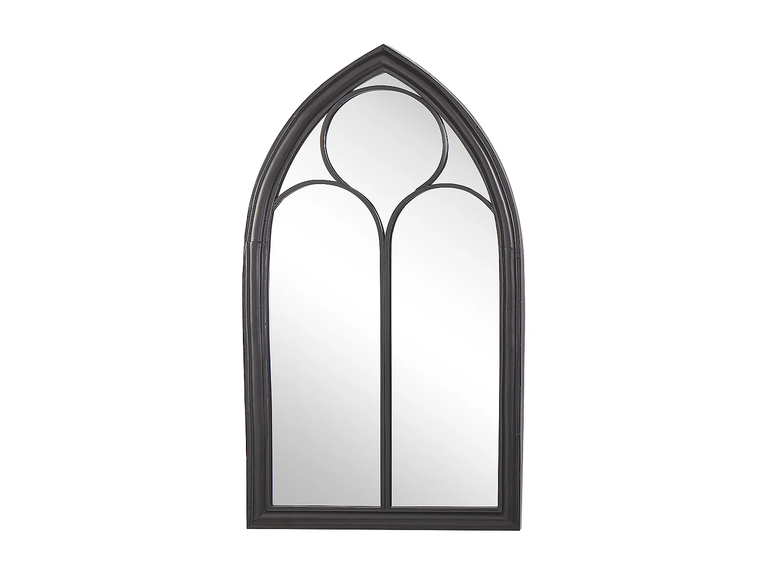 Romantischer Wandspiegel in Schwarz Fensteroptik 62 x 113 cm Trelly