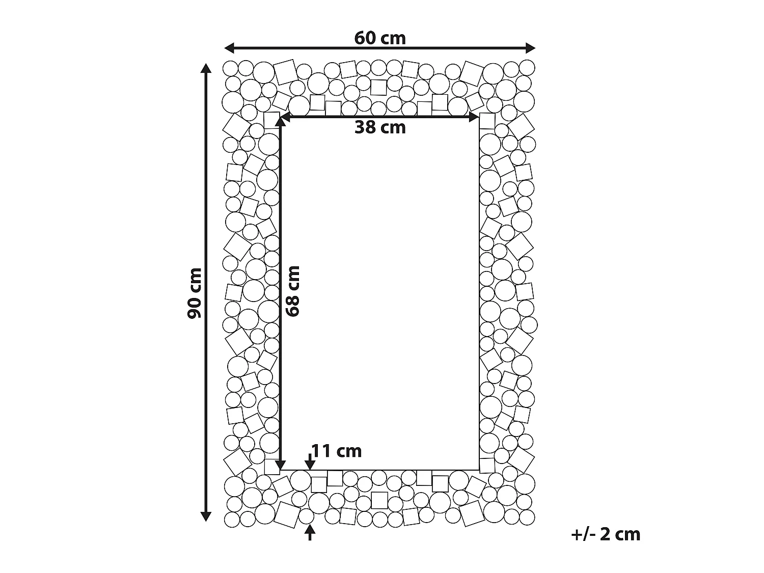 Wandspiegel MERNEL 60 cm 90 cm Zilver