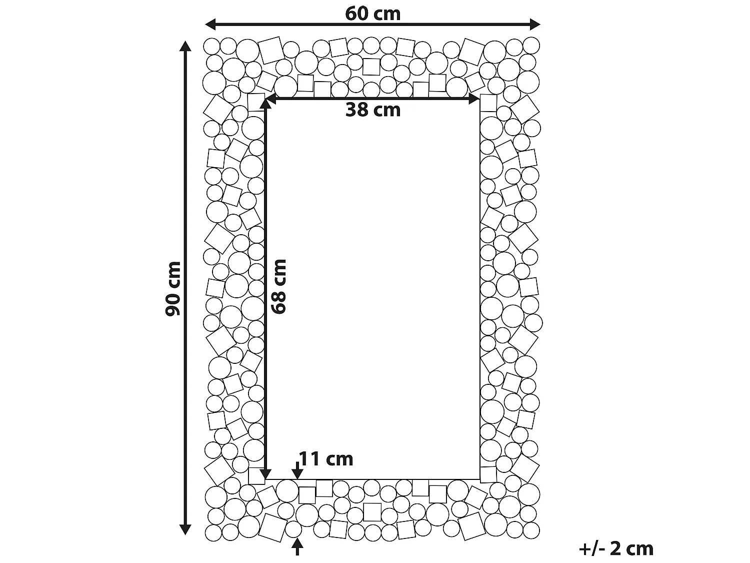 Wandspiegel MERNEL 60 cm 90 cm Zilver