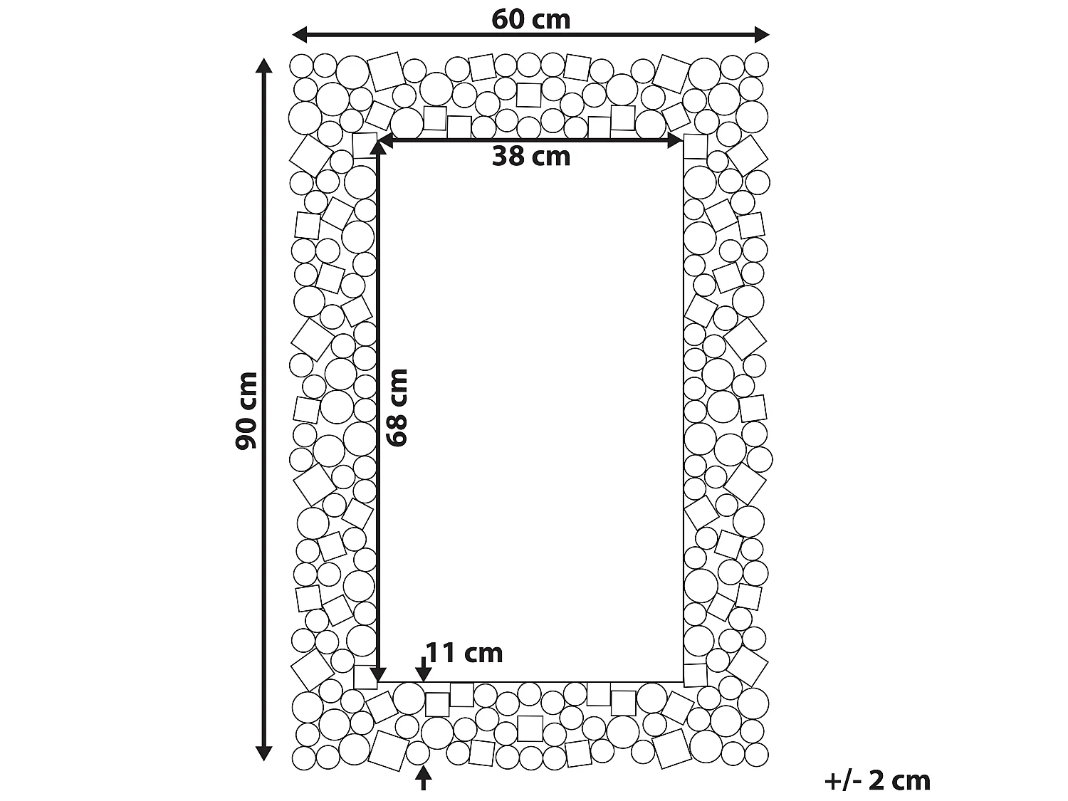 Miroir MERNEL 60 cm 90 cm Argenté