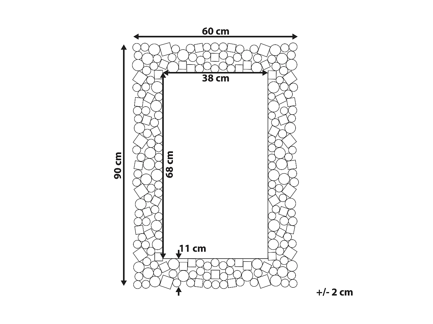 Miroir MERNEL 60 cm 90 cm Argenté