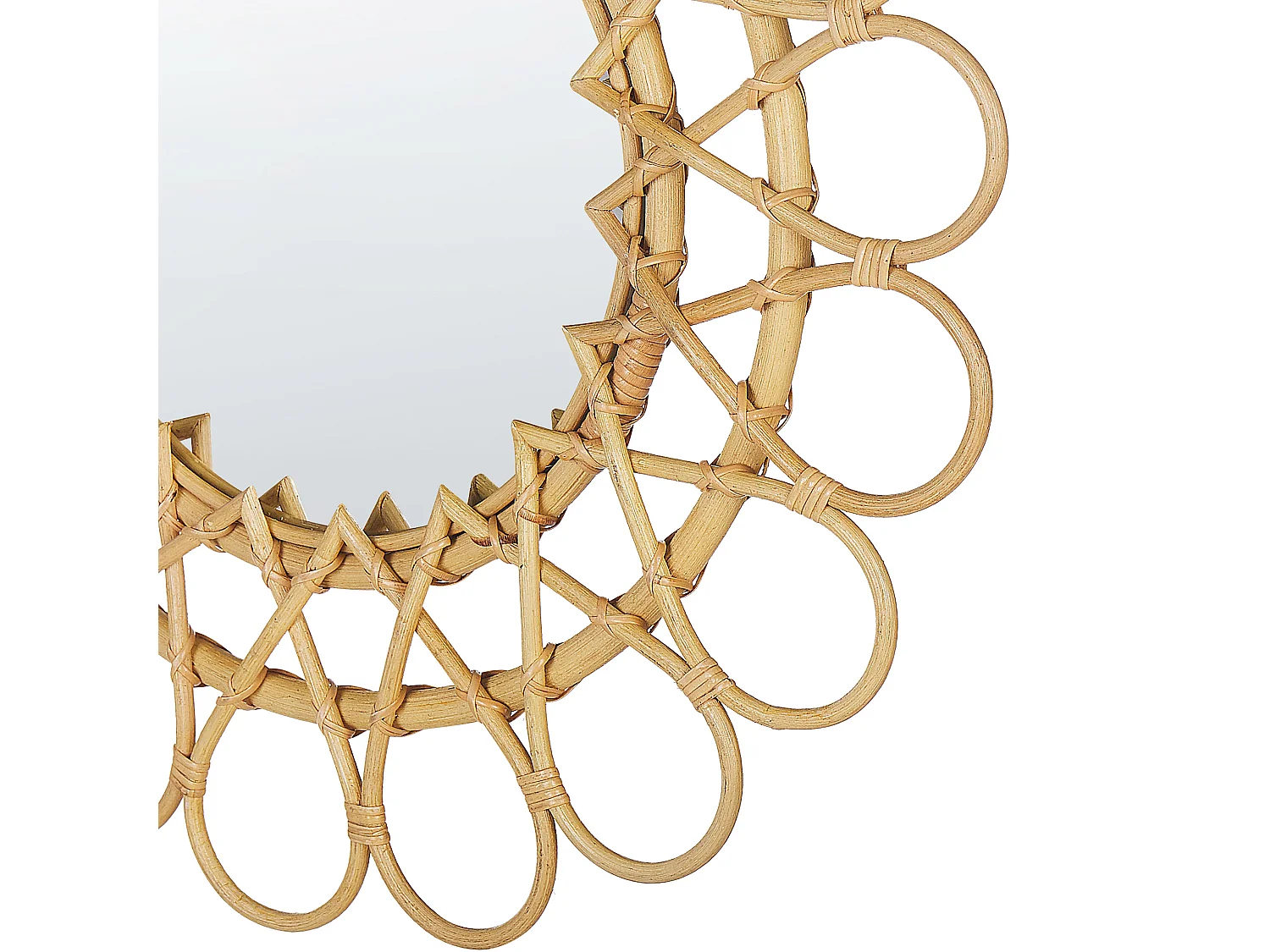 Lustro ścienne BABAI 60 cm 60 cm Rattan Naturalny