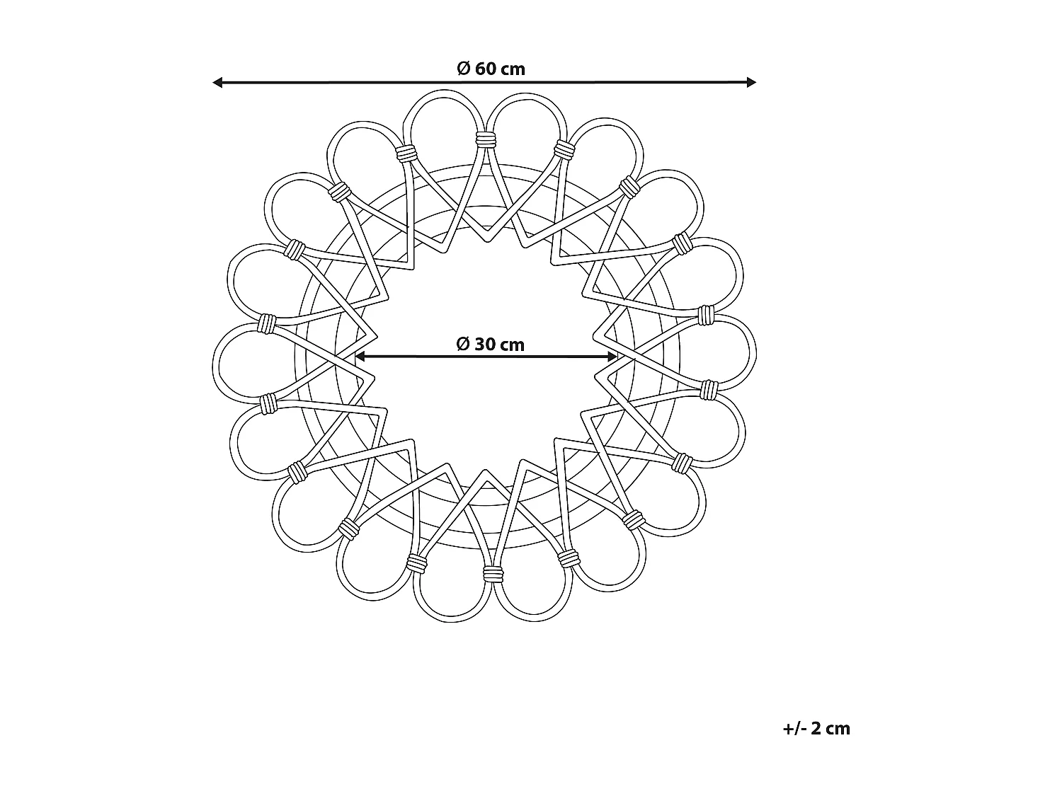 Origineller Wandspiegel natürlich aus Rattan in Sonnenform rund 60 cm Babai