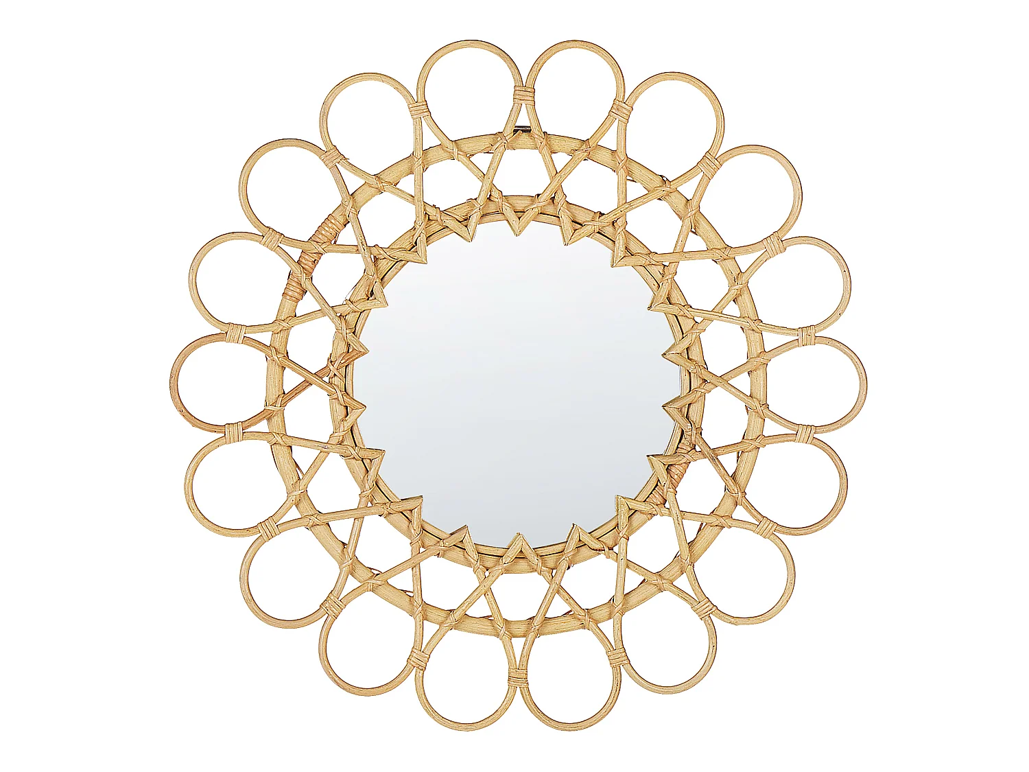 Wandspiegel BABAI 60 cm 60 cm Rattan Naturfarben