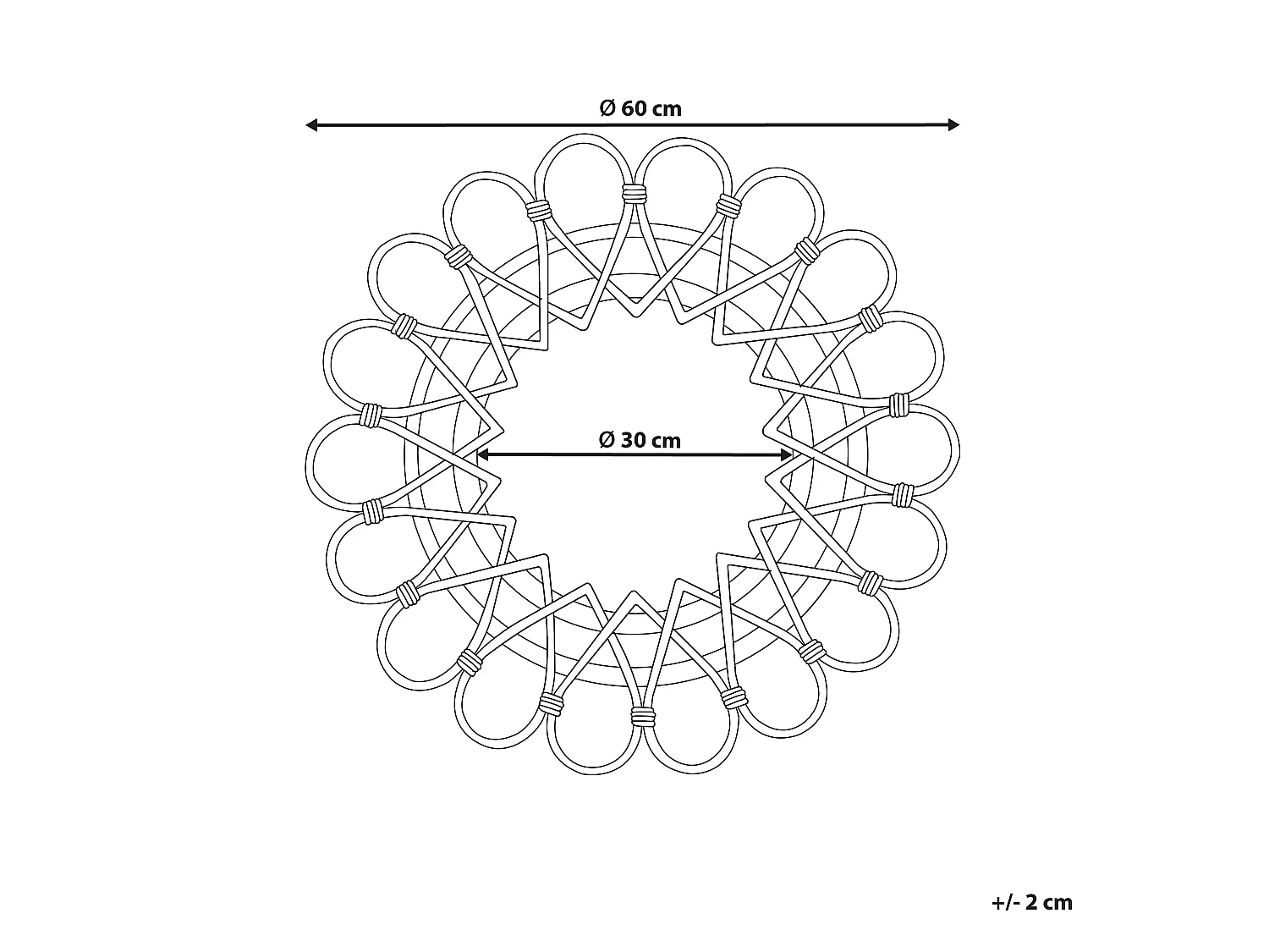 Wandspiegel BABAI 60 cm 60 cm Rattan Naturfarben