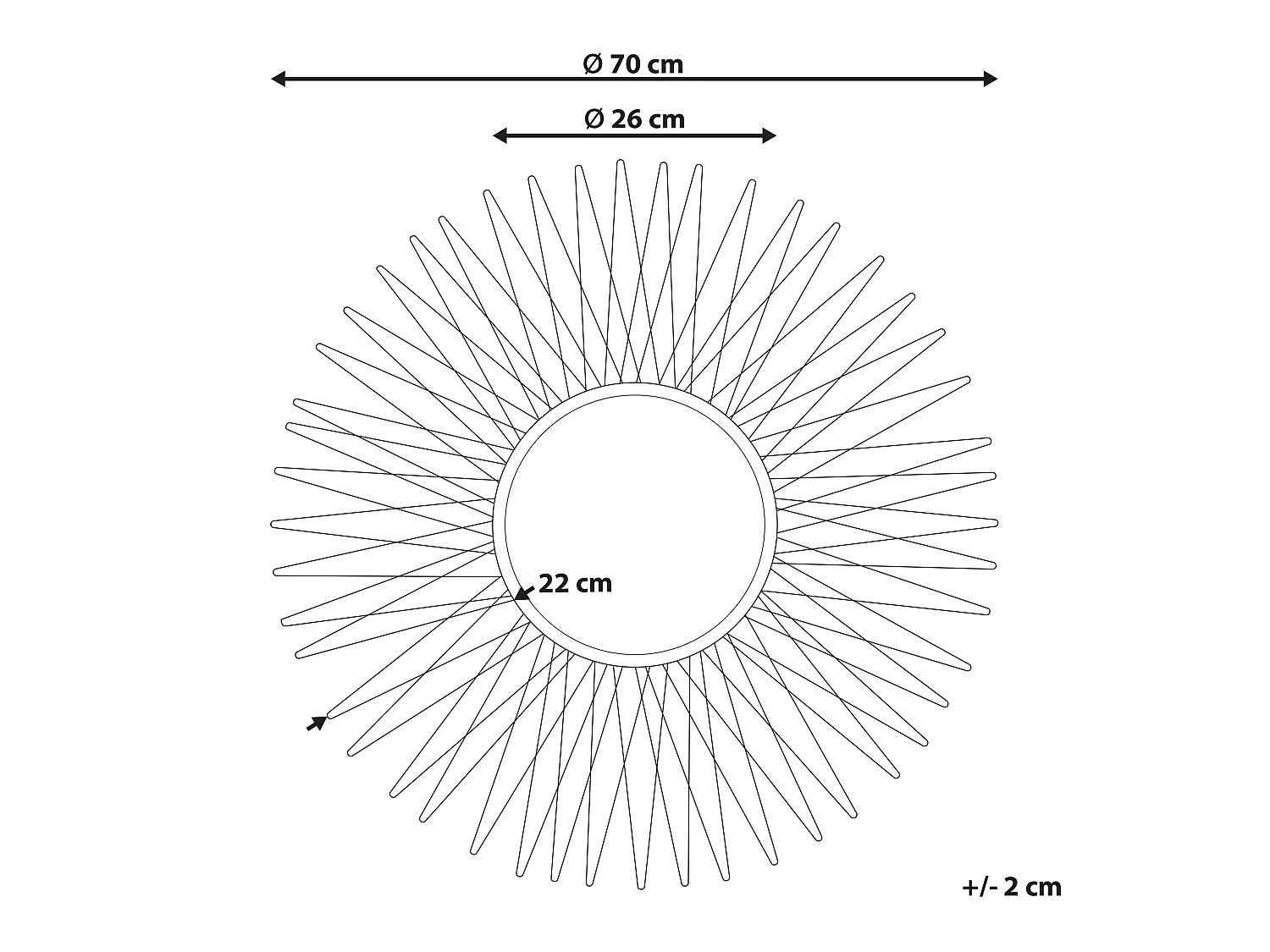 Espejo SAUMUR 70 cm 70 cm Metal Dorado