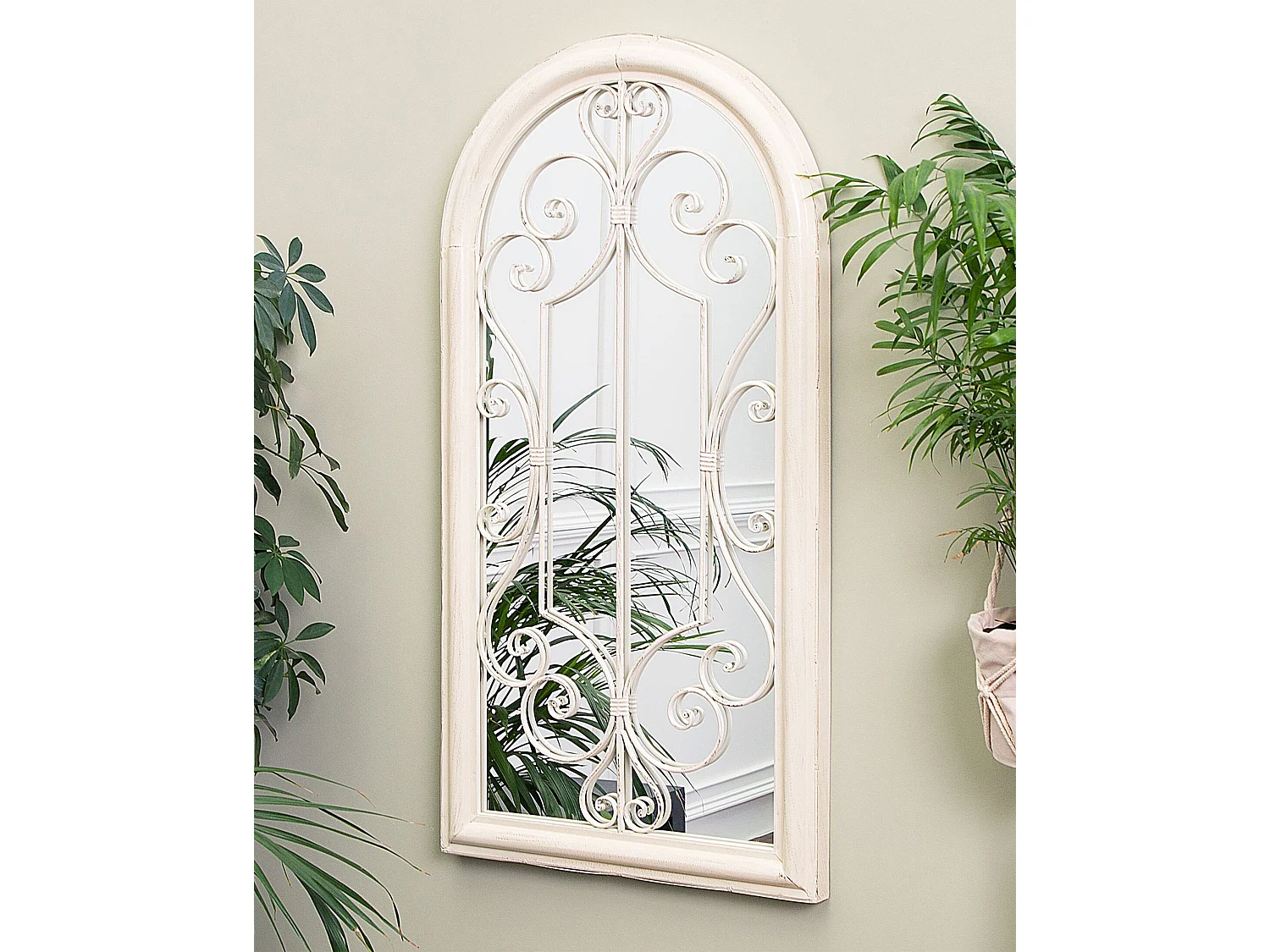 Miroir CAMPEL 49 cm 97 cm Métal Blanc cassé