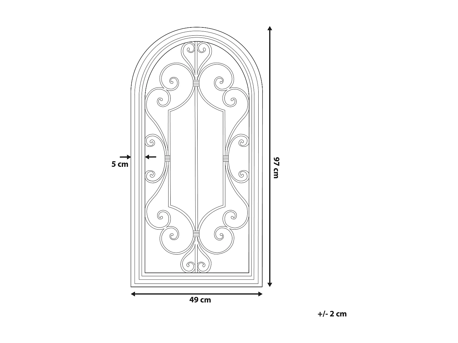 Miroir CAMPEL 49 cm 97 cm Métal Blanc cassé