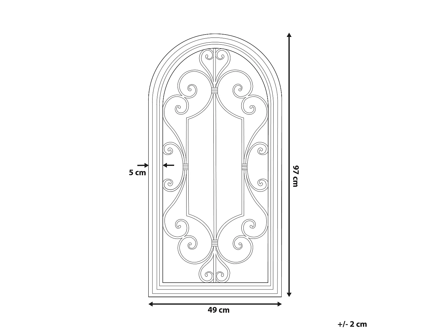 Miroir CAMPEL 49 cm 97 cm Métal Crème