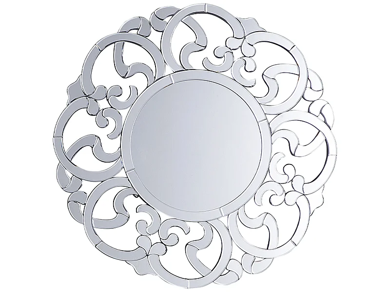 Wandspiegel im Glamour Stil rund dia. 70 cm silber Mornaix