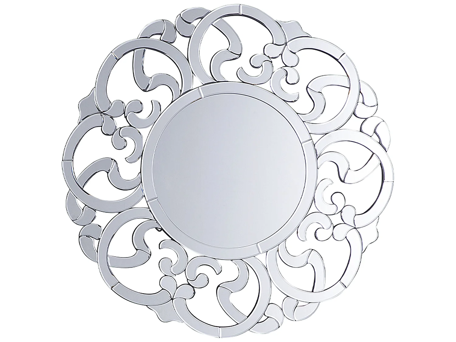 Wandspiegel im Glamour Stil rund dia. 70 cm silber Mornaix