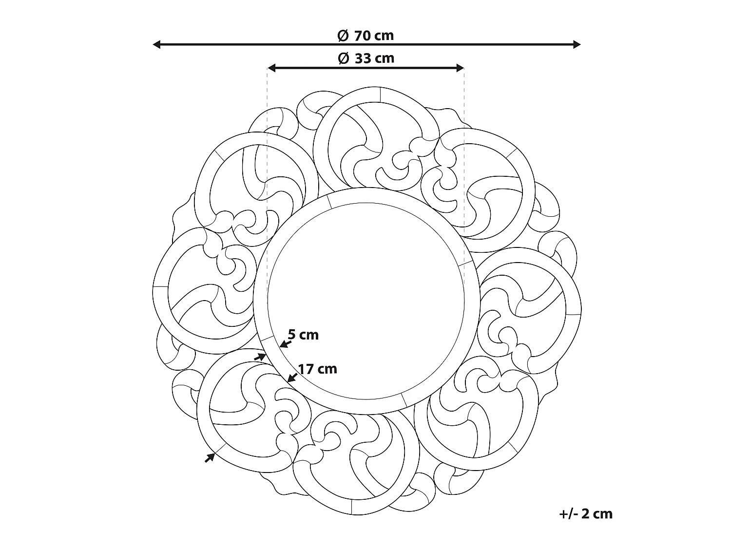 Wandspiegel MORNAIX 70 cm 70 cm Zilver