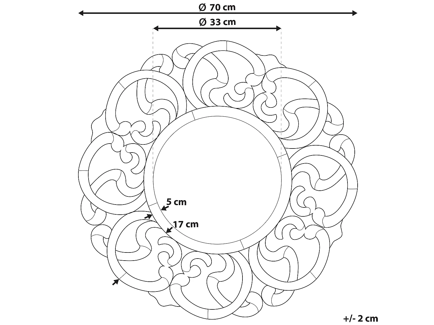 Wandspiegel MORNAIX 70 cm 70 cm Zilver