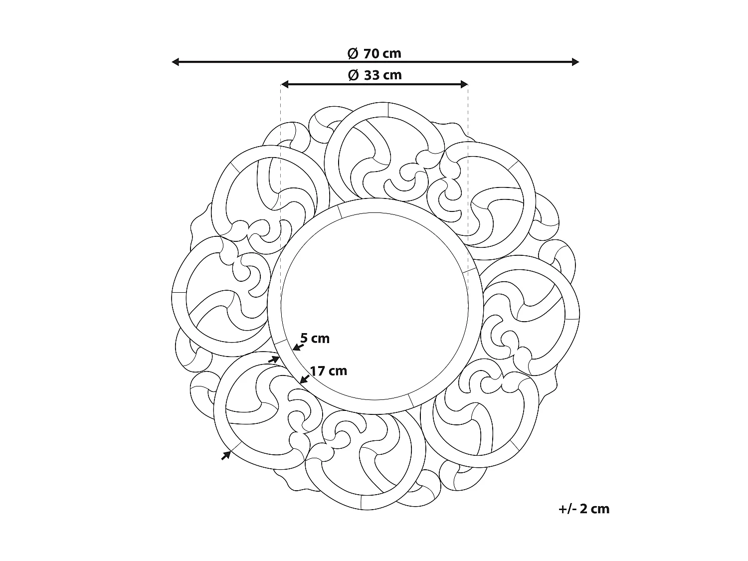Miroir MORNAIX 70 cm 70 cm Argenté