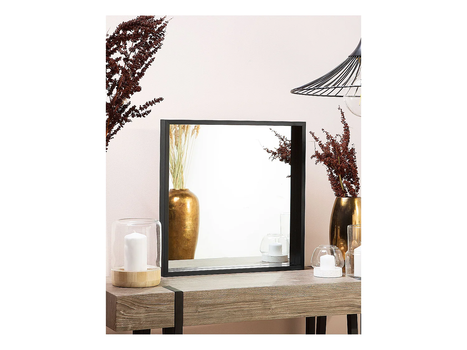 Moderner Wandspiegel in Schwarz 50 x 50 cm quadratisch Brignoles