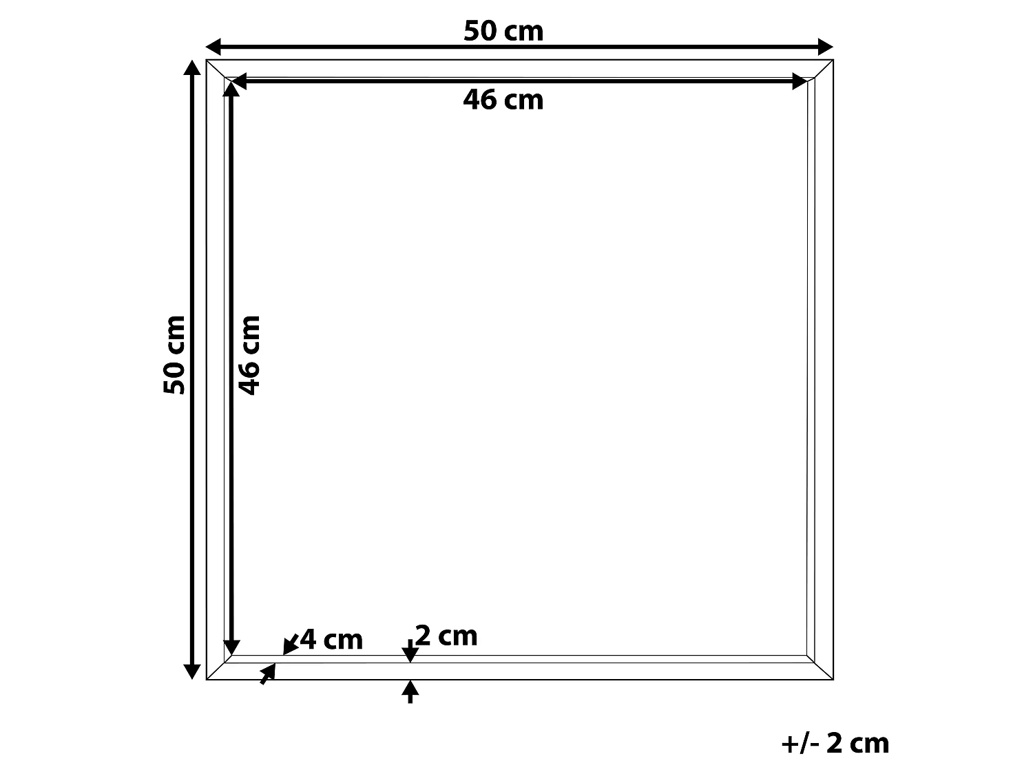 Moderner Wandspiegel in Schwarz 50 x 50 cm quadratisch Brignoles