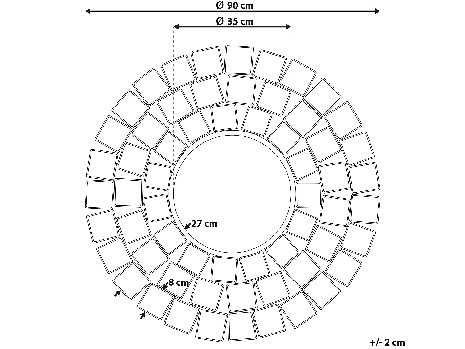 Wandspiegel LABRIT 90 cm 90 cm Metaal Goud