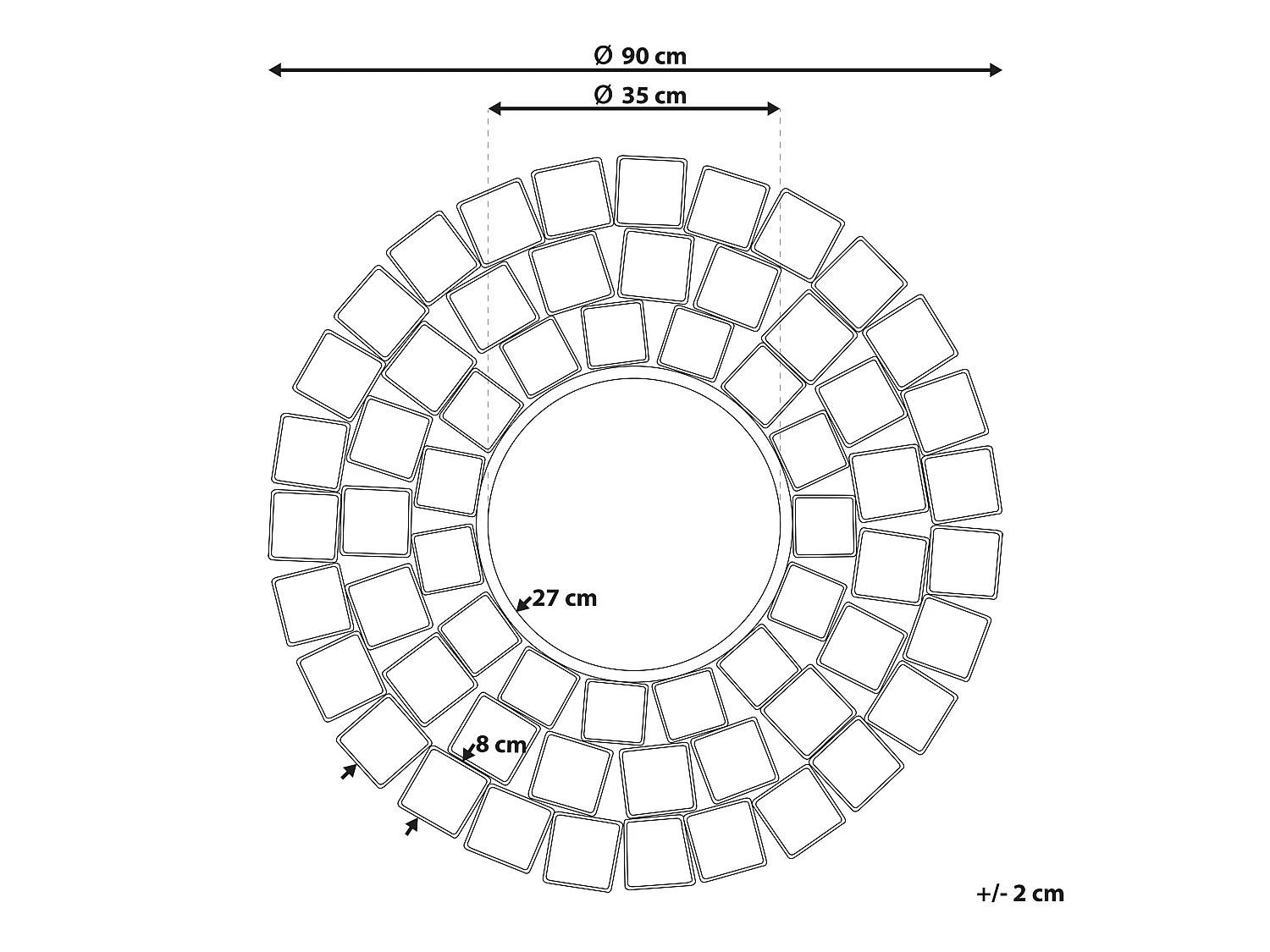 Espejo LABRIT 90 cm 90 cm Metal Dorado