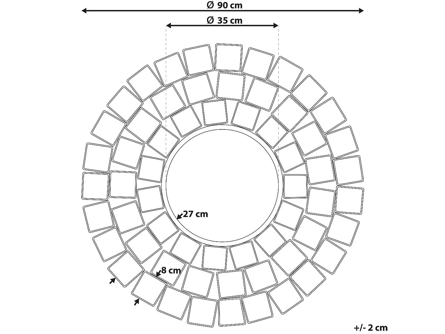 Espelho LABRIT 90 cm 90 cm Metal Dourado