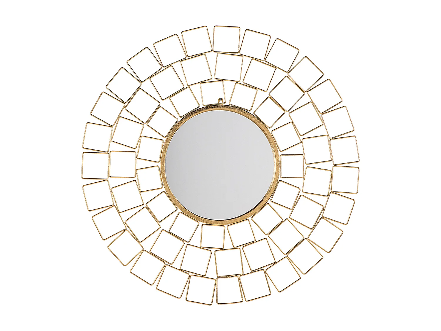 Stilvoller Spiegel rund Metall 90 x 90 cm Sonnen Optik gold Labrit