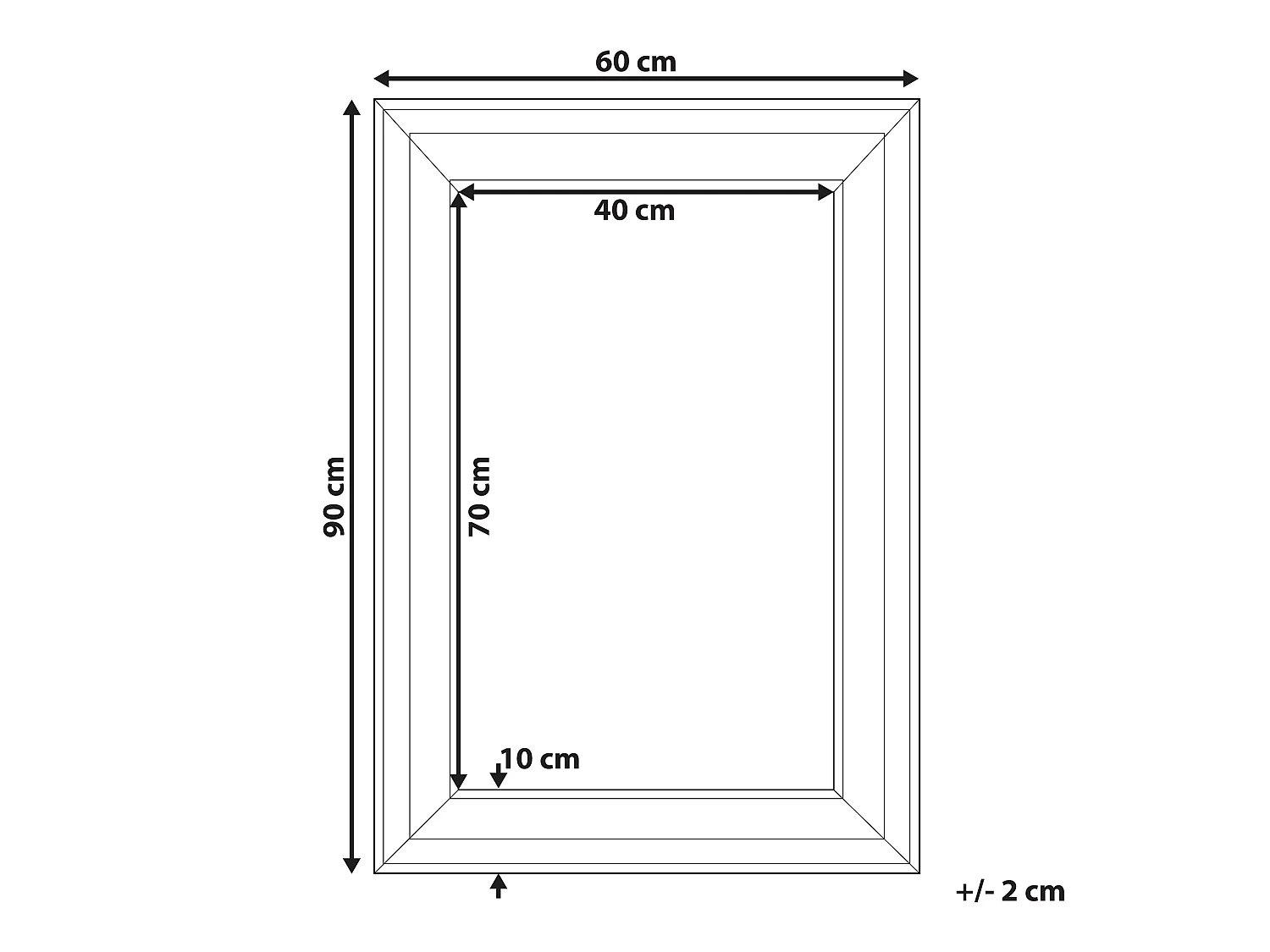 Wandspiegel LUNEL 60 cm 90 cm Zwart