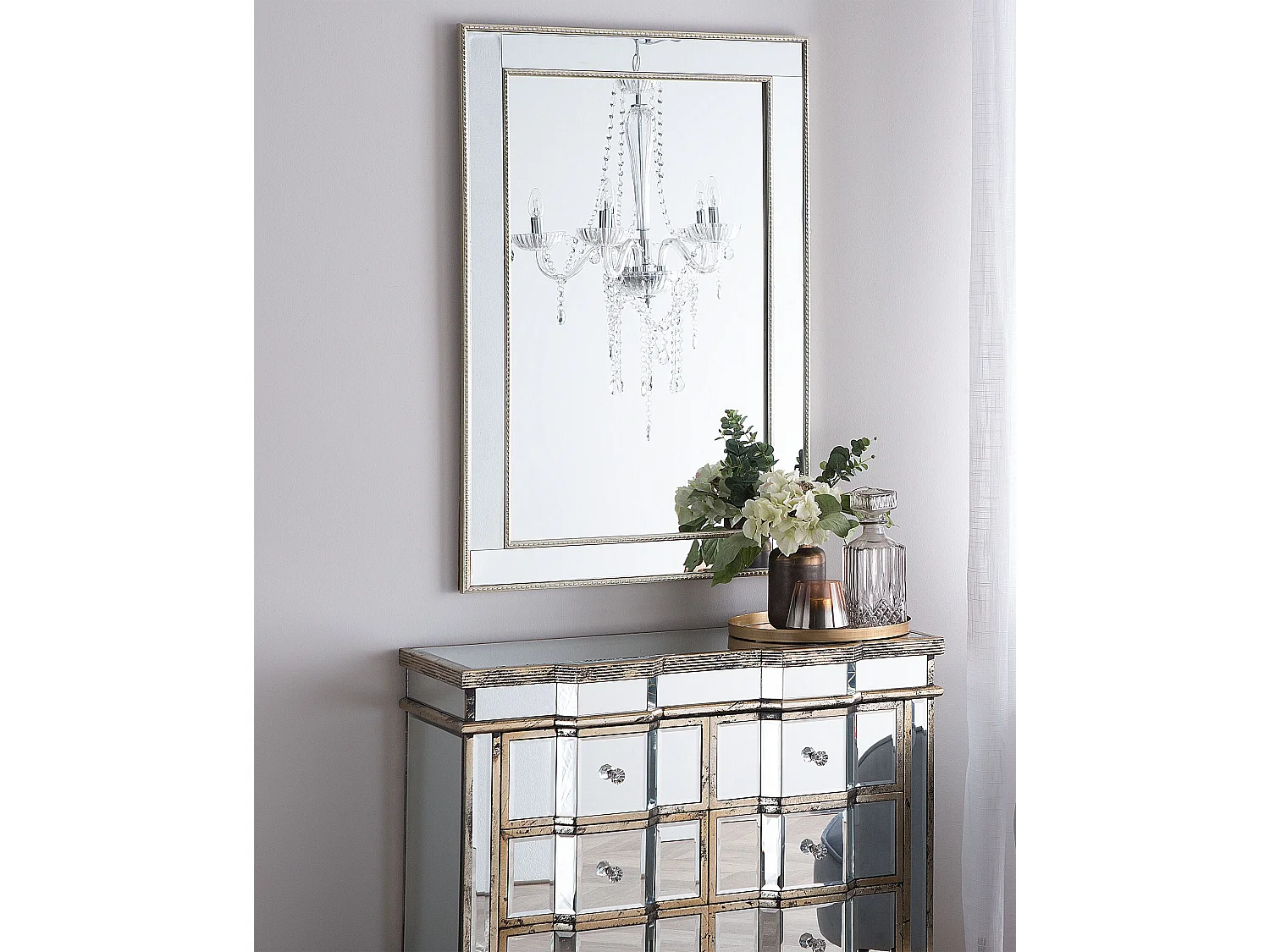 Wandspiegel mit verspiegeltem Rahmen silber / gold rechteckig 60 x 90 cm Fenioux