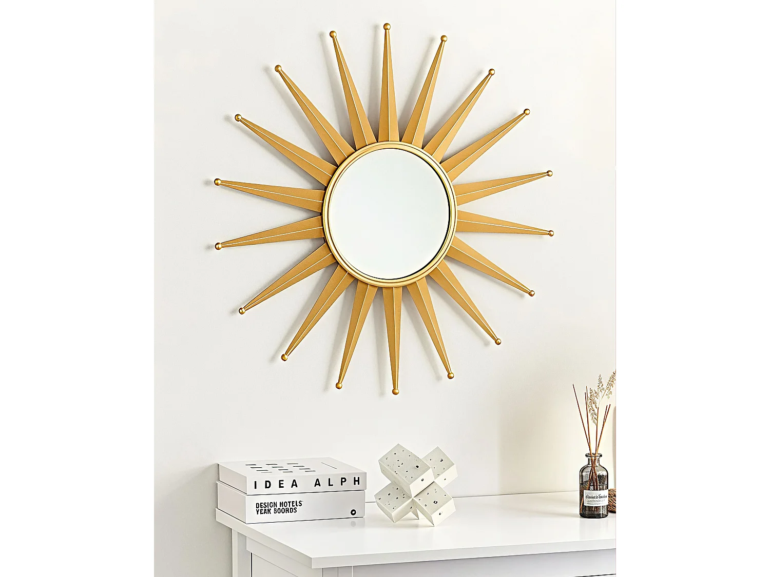 Miroir PERELLI 60 cm 60 cm Métal Doré