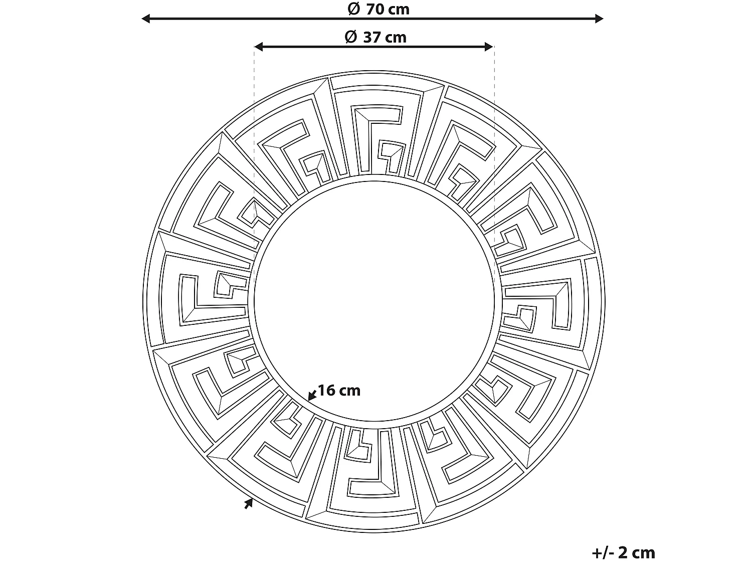 Wandspiegel im Glamour Stil rund dia. 70 cm gold Flers