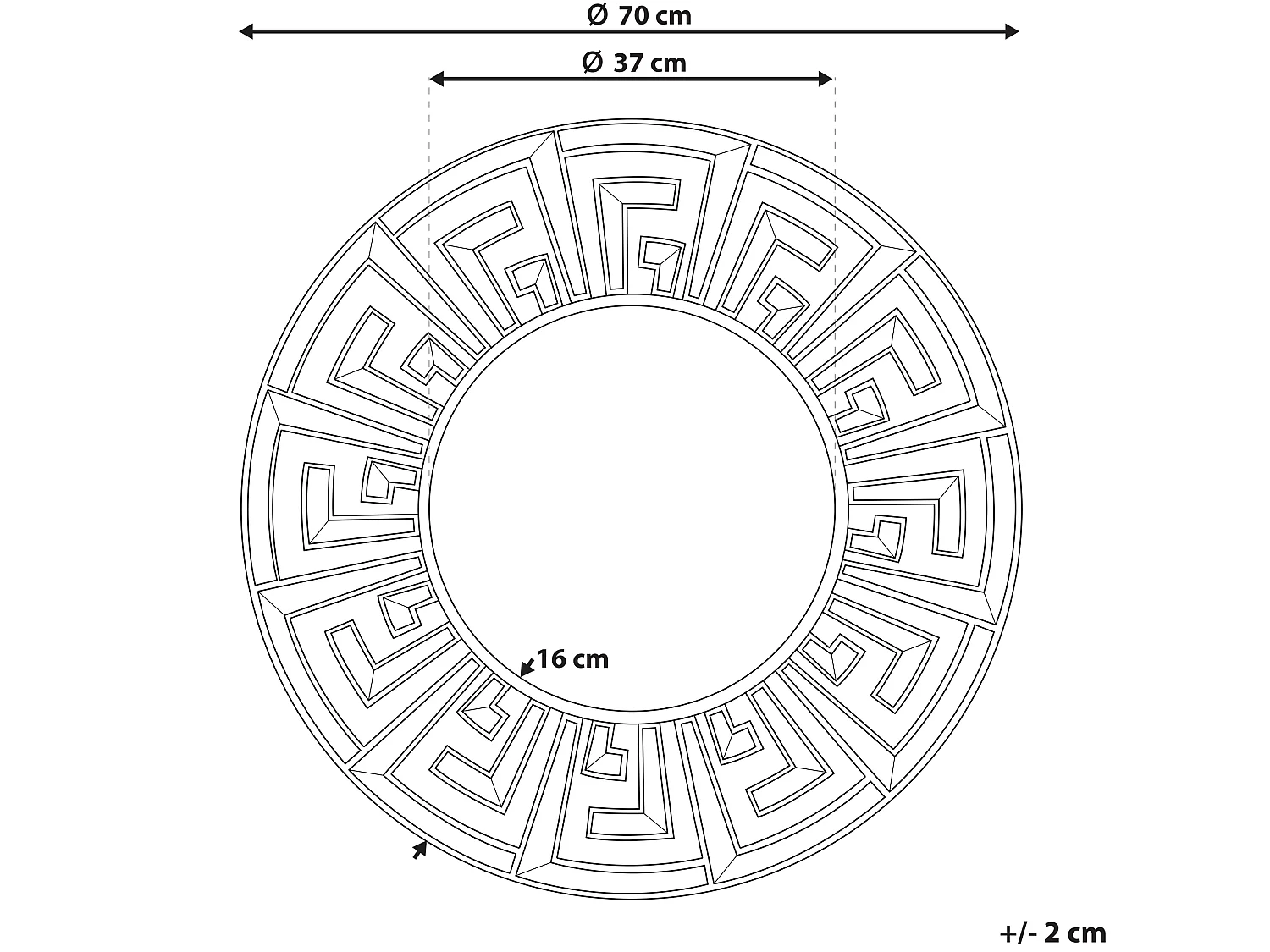 Miroir FLERS 70 cm 70 cm Métal Doré