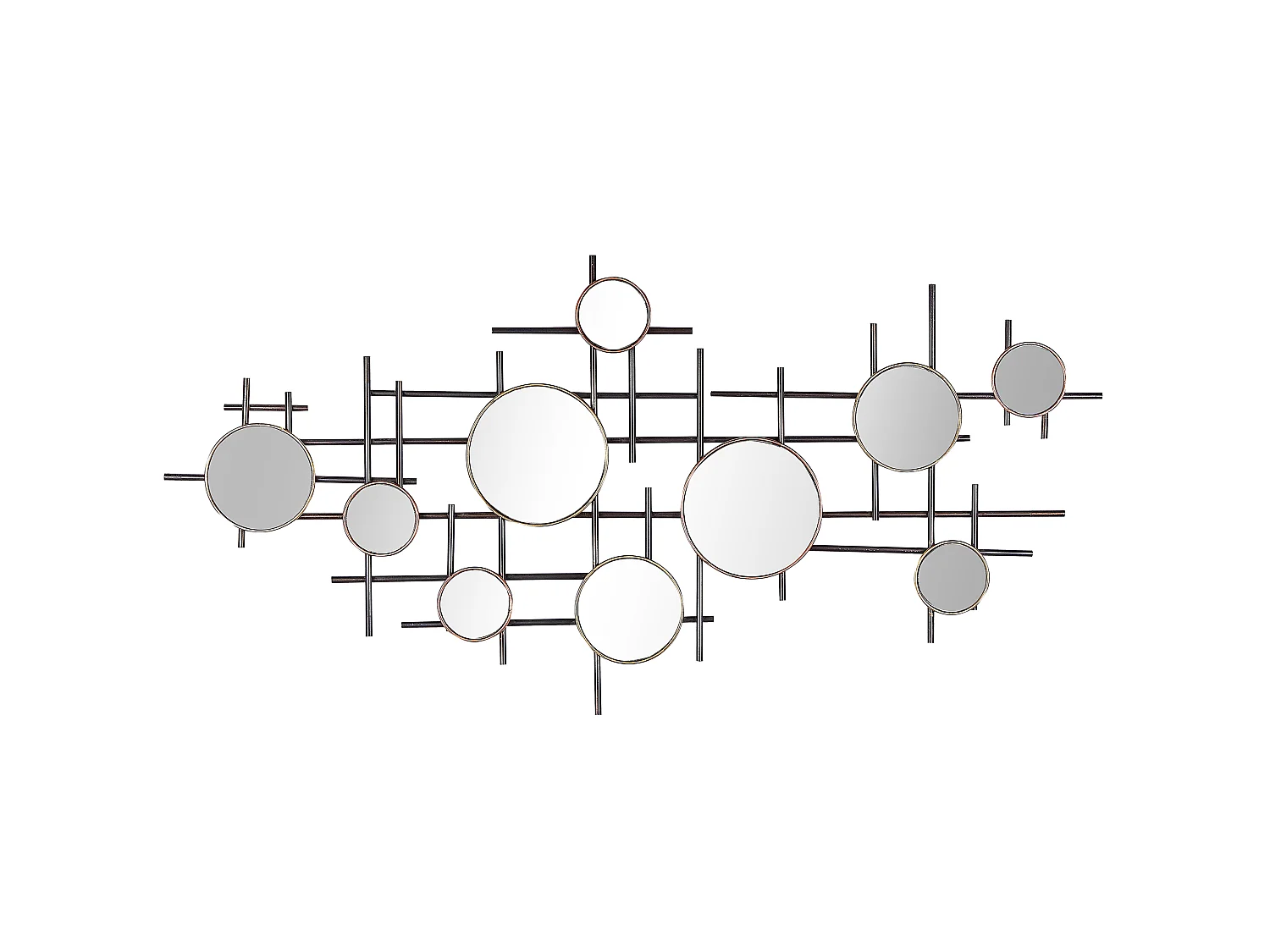 Stilvoller Spiegel schwarz Metall abstrakte Form 113 x 55 cm Ibos