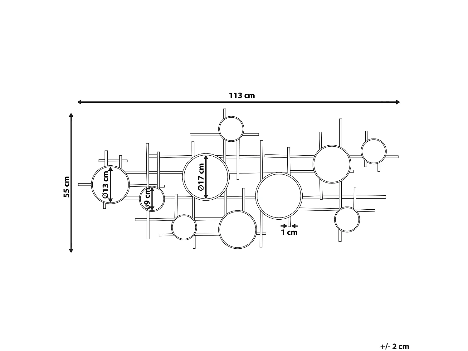 Stilvoller Spiegel schwarz Metall abstrakte Form 113 x 55 cm Ibos