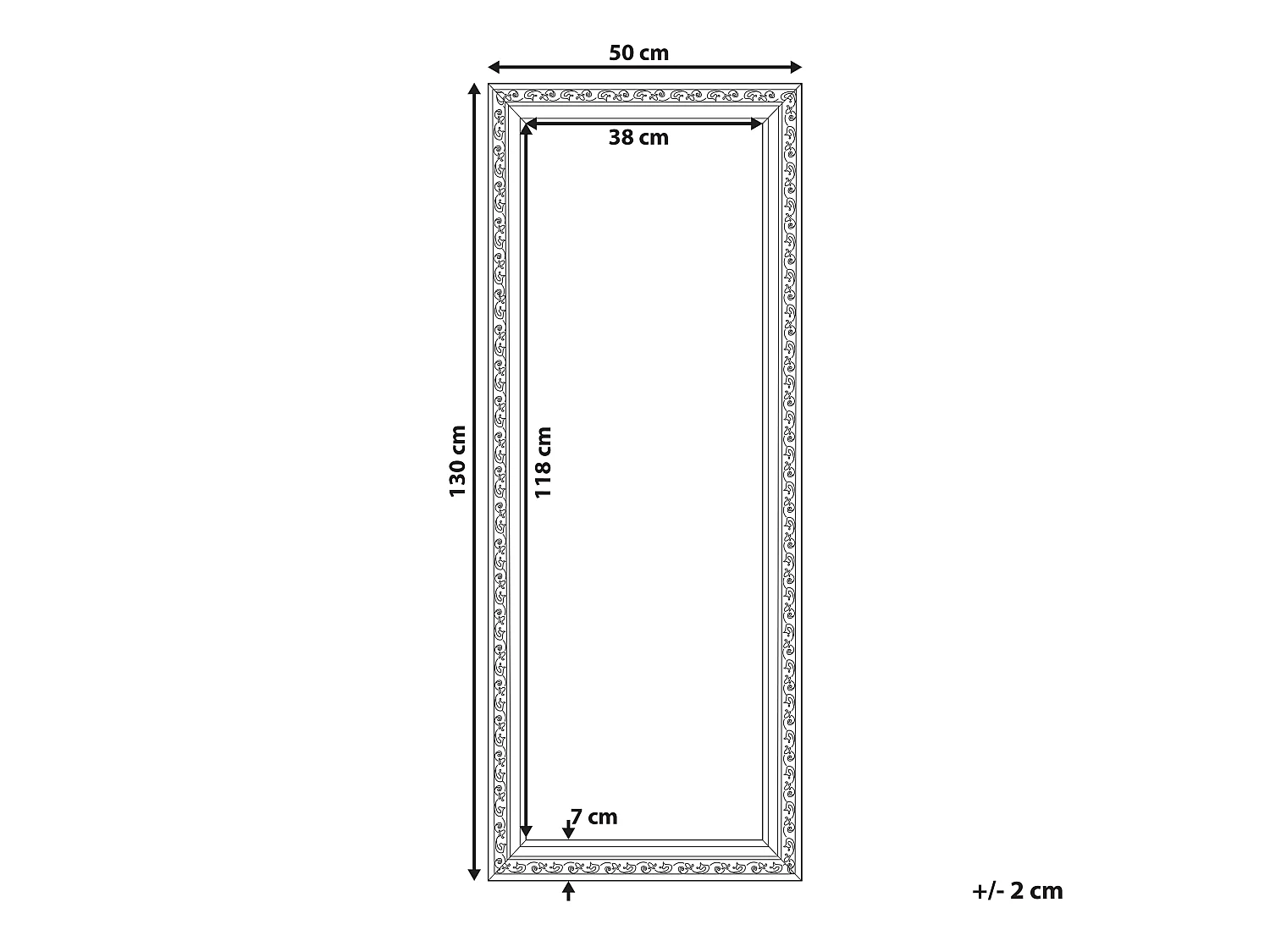Espejo MAULEON 50 cm 130 cm Crema