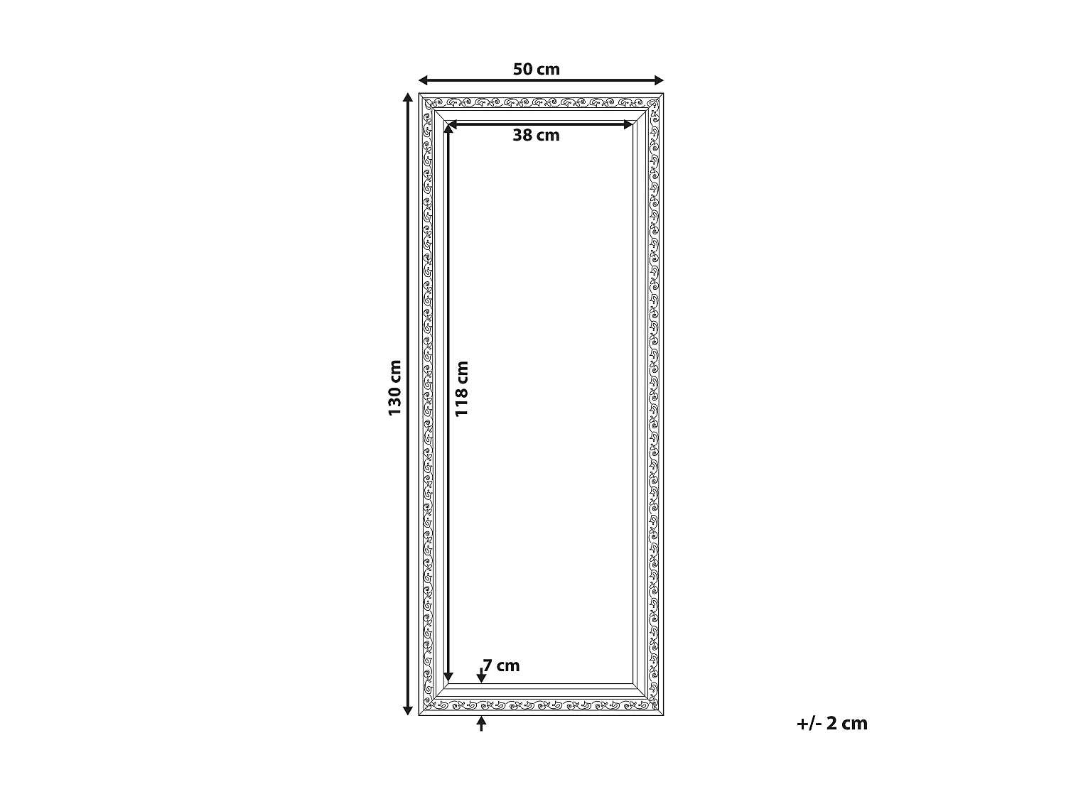 Miroir MAULEON 50 cm 130 cm Blanc cassé