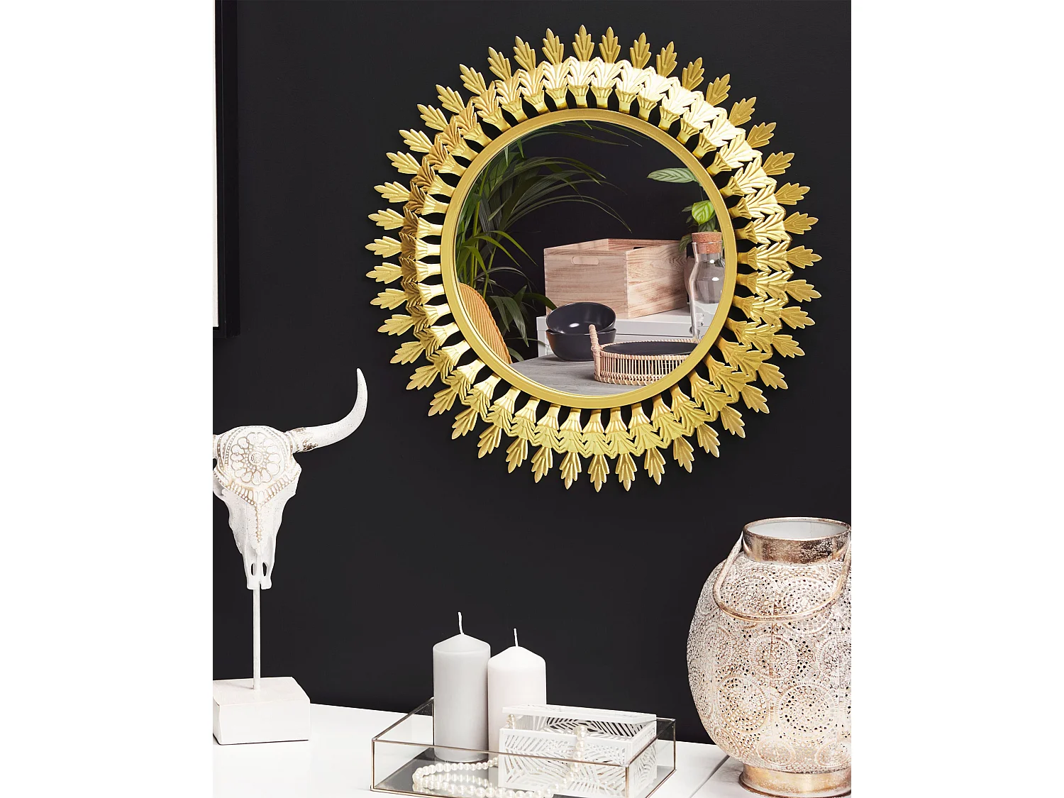 Lustro ścienne VOREY 60 cm 60 cm Metal Złoty