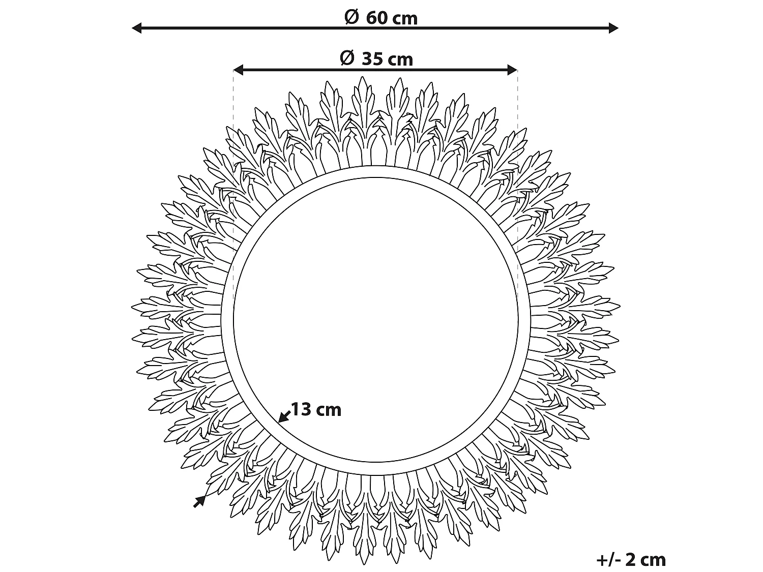 Miroir VOREY 60 cm 60 cm Métal Doré