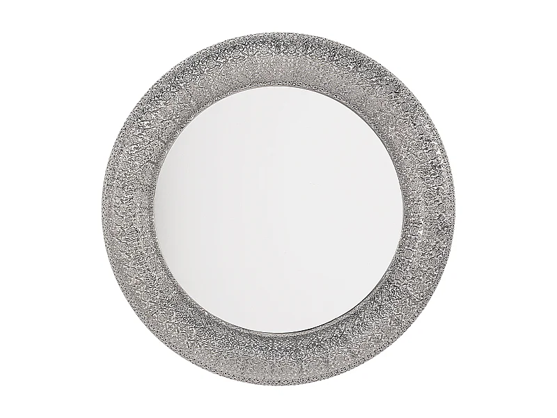 Stilvoller Spiegel rund Metall 80 x 80 cm silbern Channay