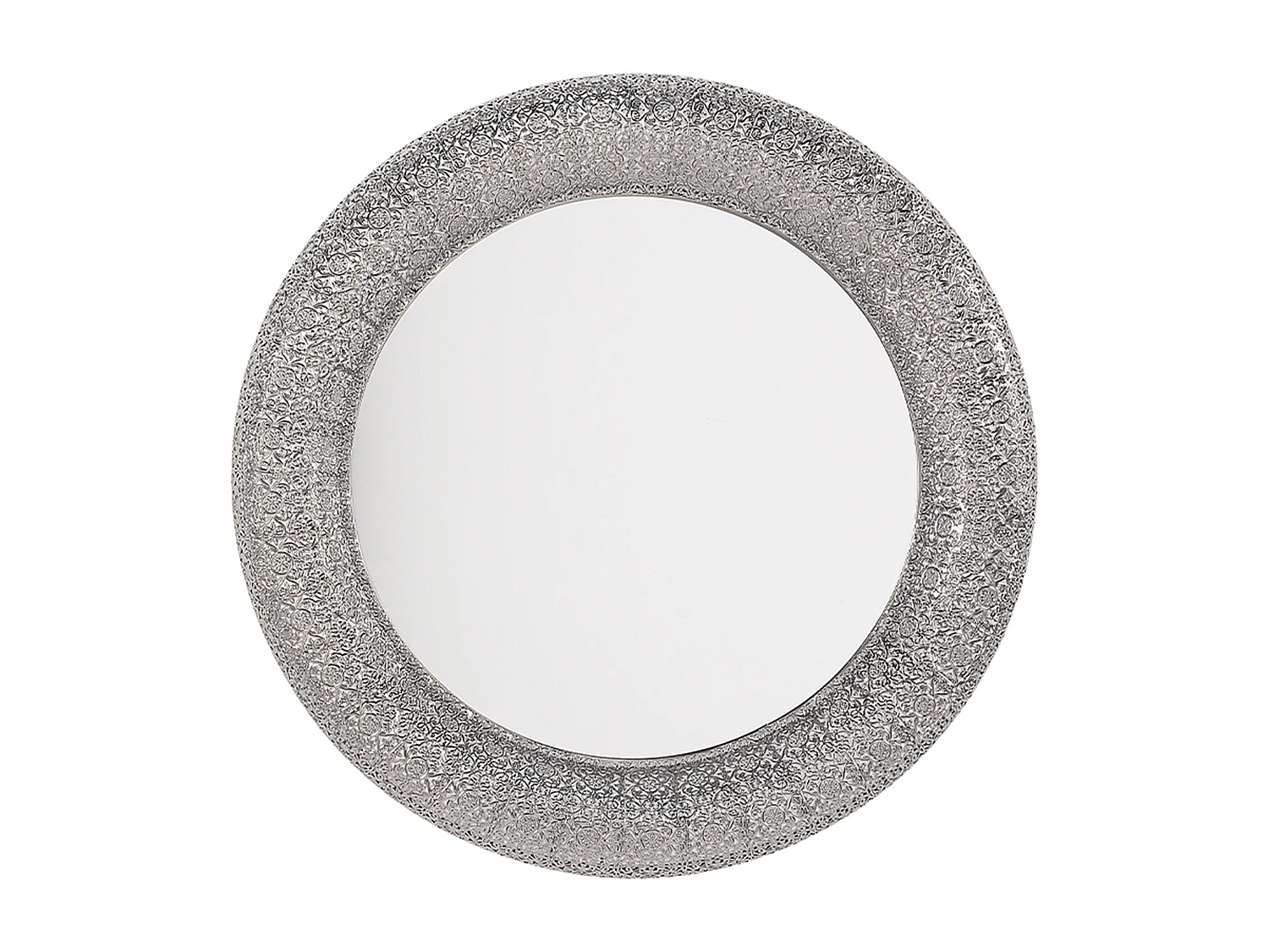 Stilvoller Spiegel rund Metall 80 x 80 cm silbern Channay