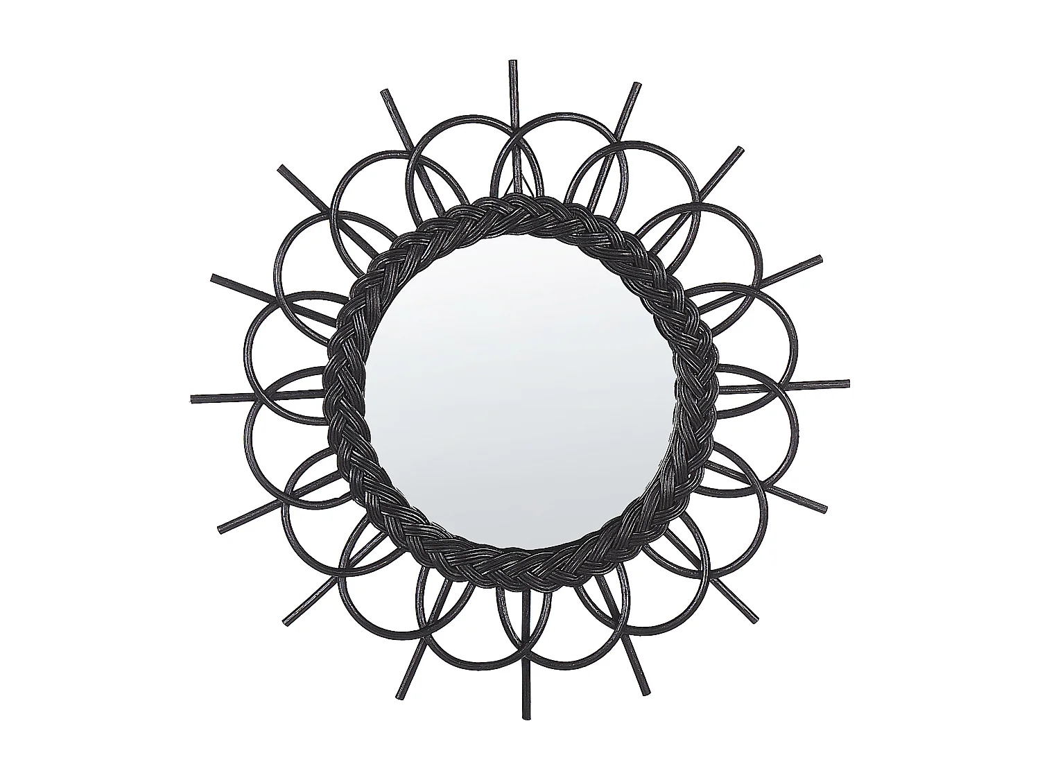 Wandspiegel TELAKIA 60 cm 60 cm Rotan Zwart