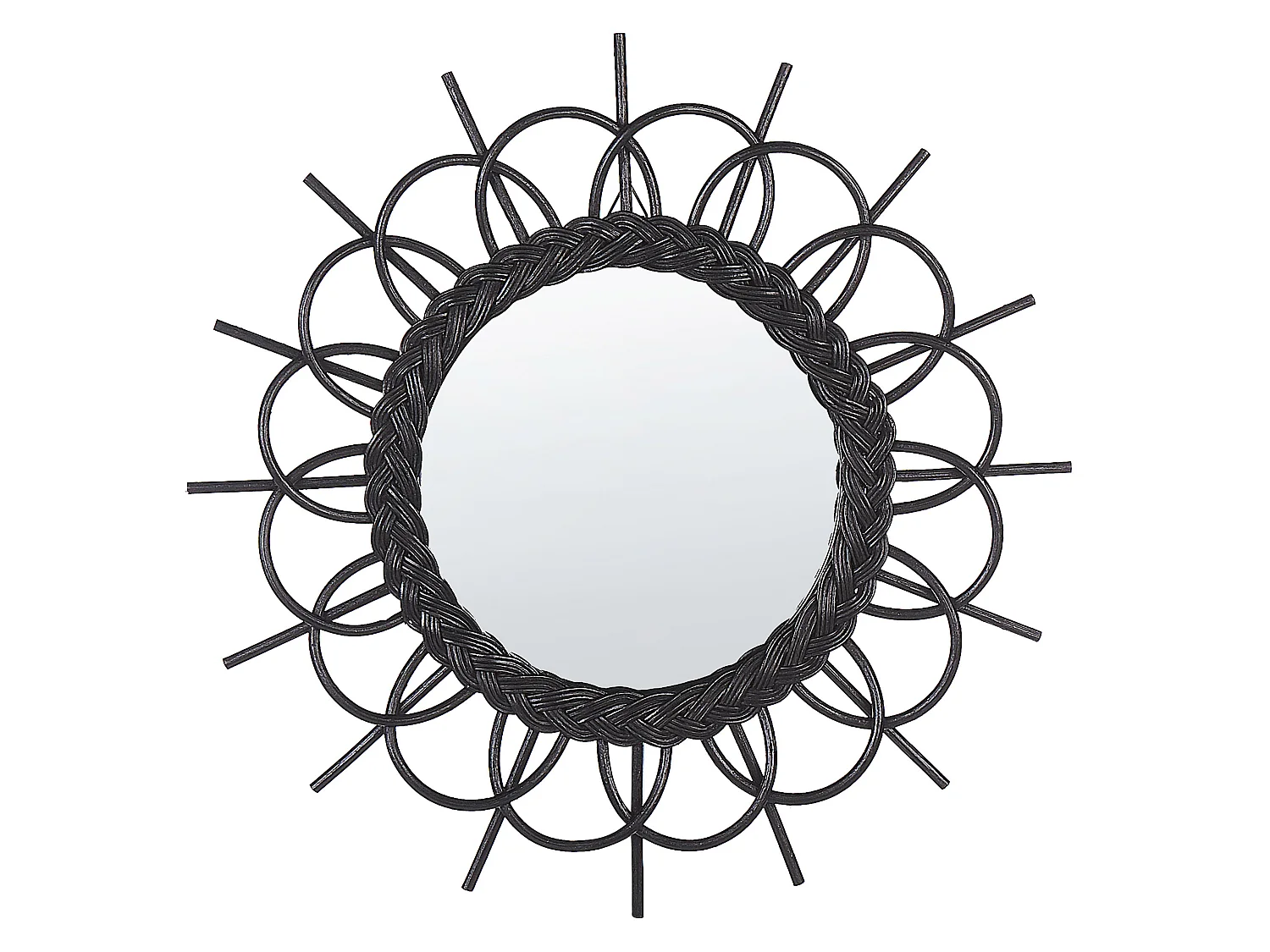 Wall Mirror TELAKIA 60 cm 60 cm Rattan Black