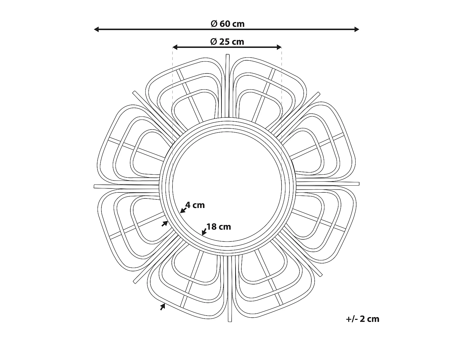 Wandspiegel PASAKU 60 cm 60 cm Rotan Natuurlijk