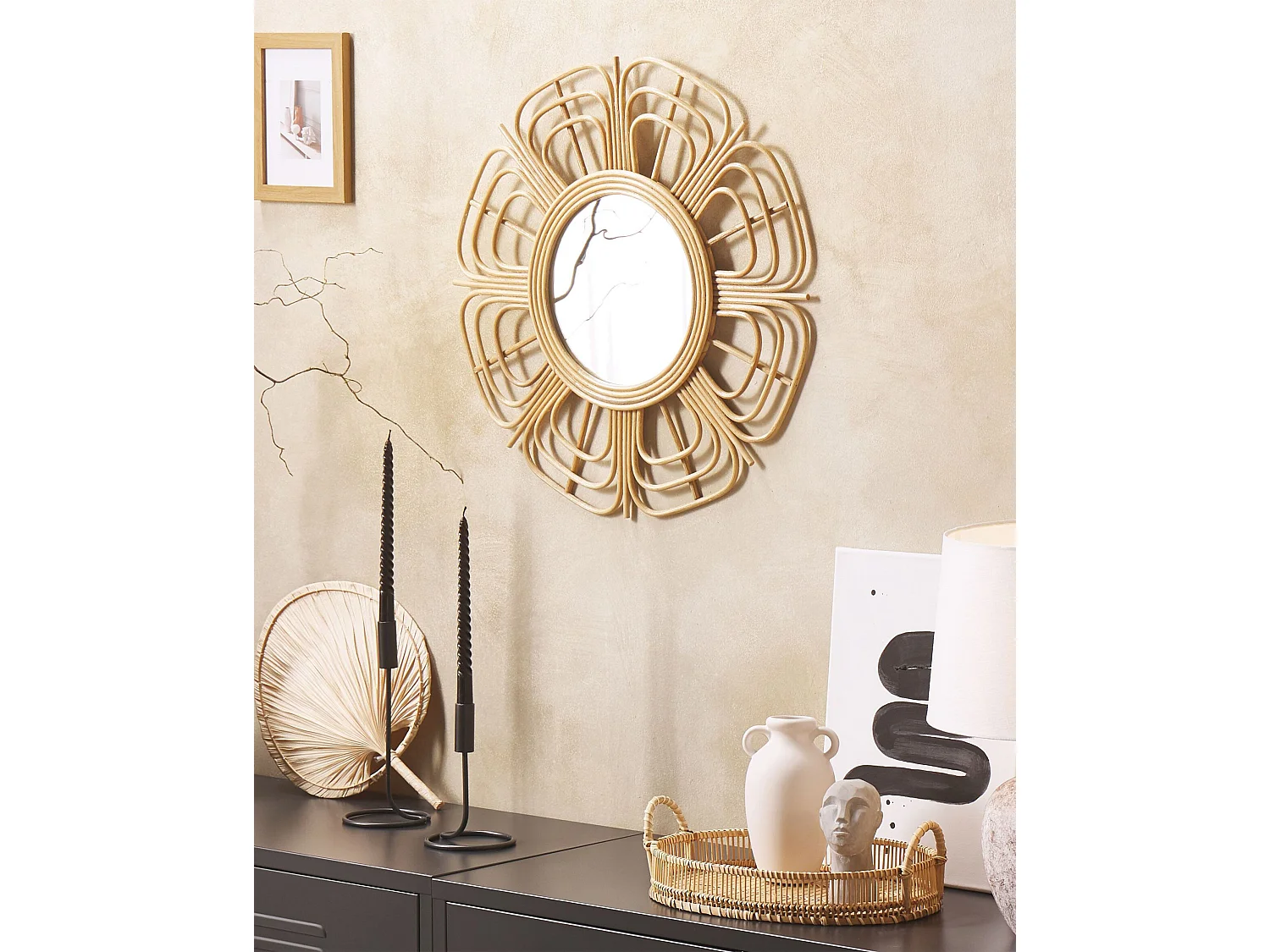 Miroir PASAKU 60 cm 60 cm Rotin Naturel