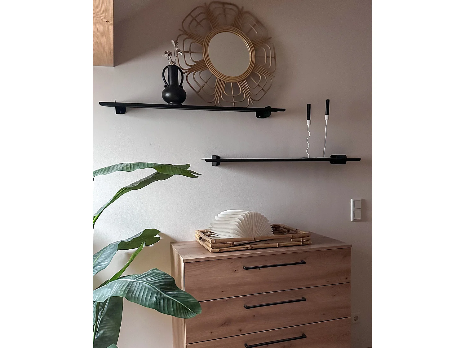 Wandspiegel PASAKU 60 cm 60 cm Rattan Naturfarben