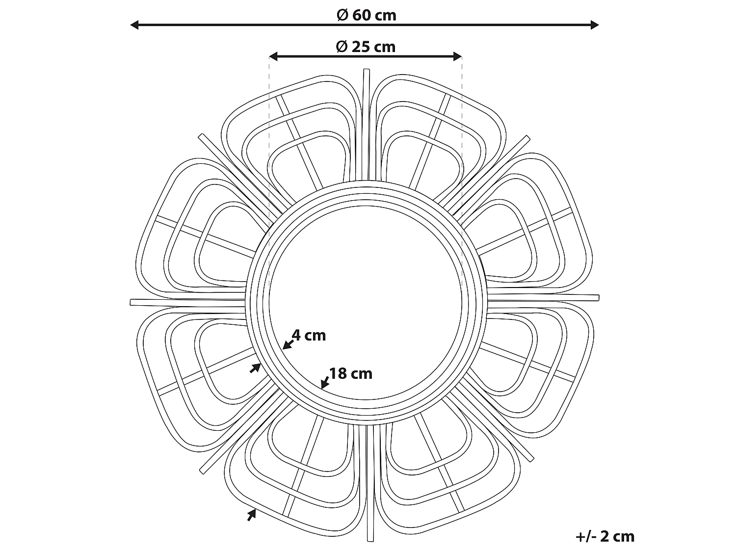 Miroir PASAKU 60 cm 60 cm Rotin Naturel
