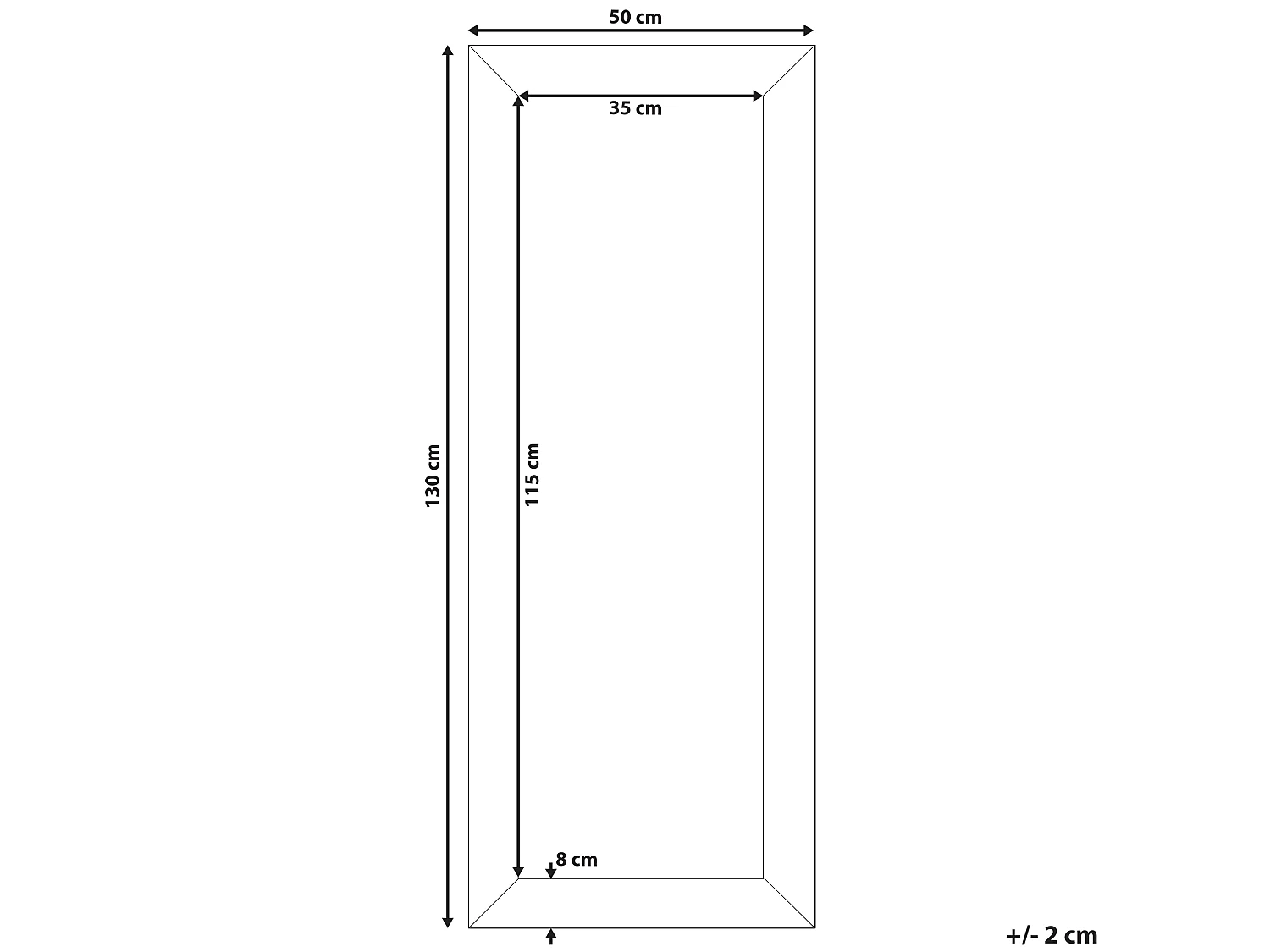 Wandspiegel PLAISIR 50 cm 130 cm Zwart